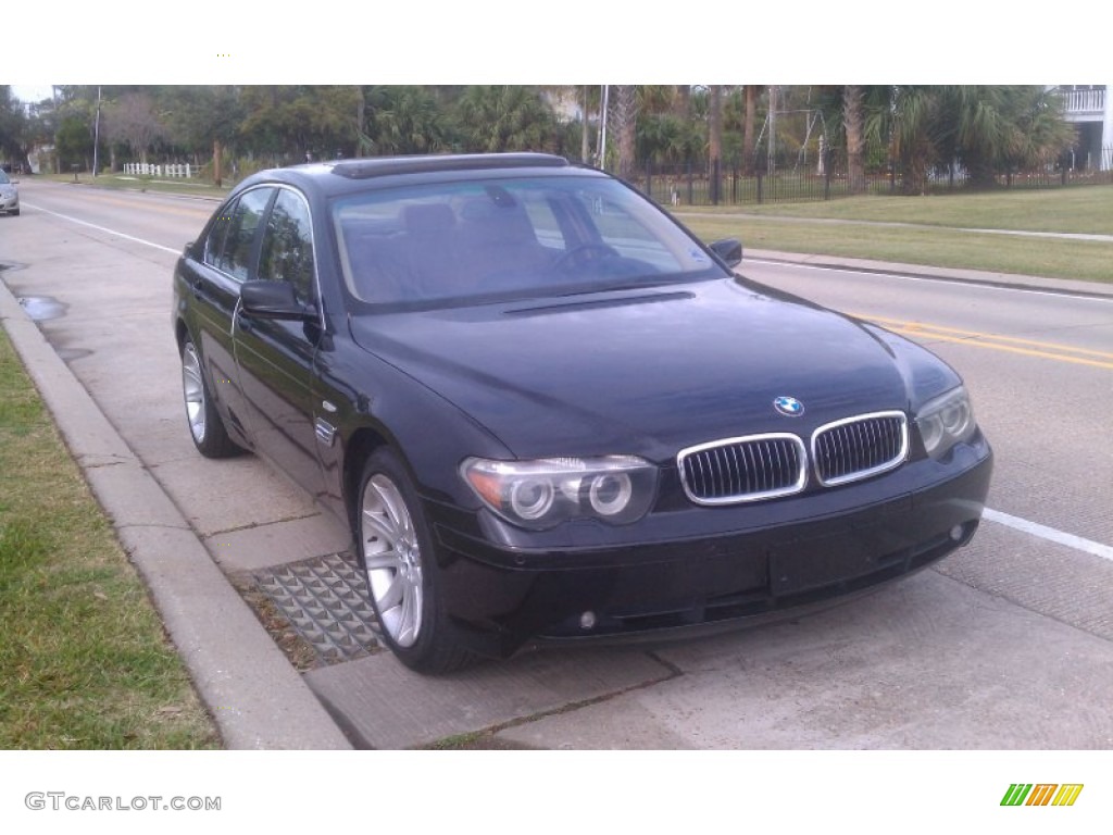 2004 7 Series 745i Sedan - Black Sapphire Metallic / Black/Natural Brown photo #2