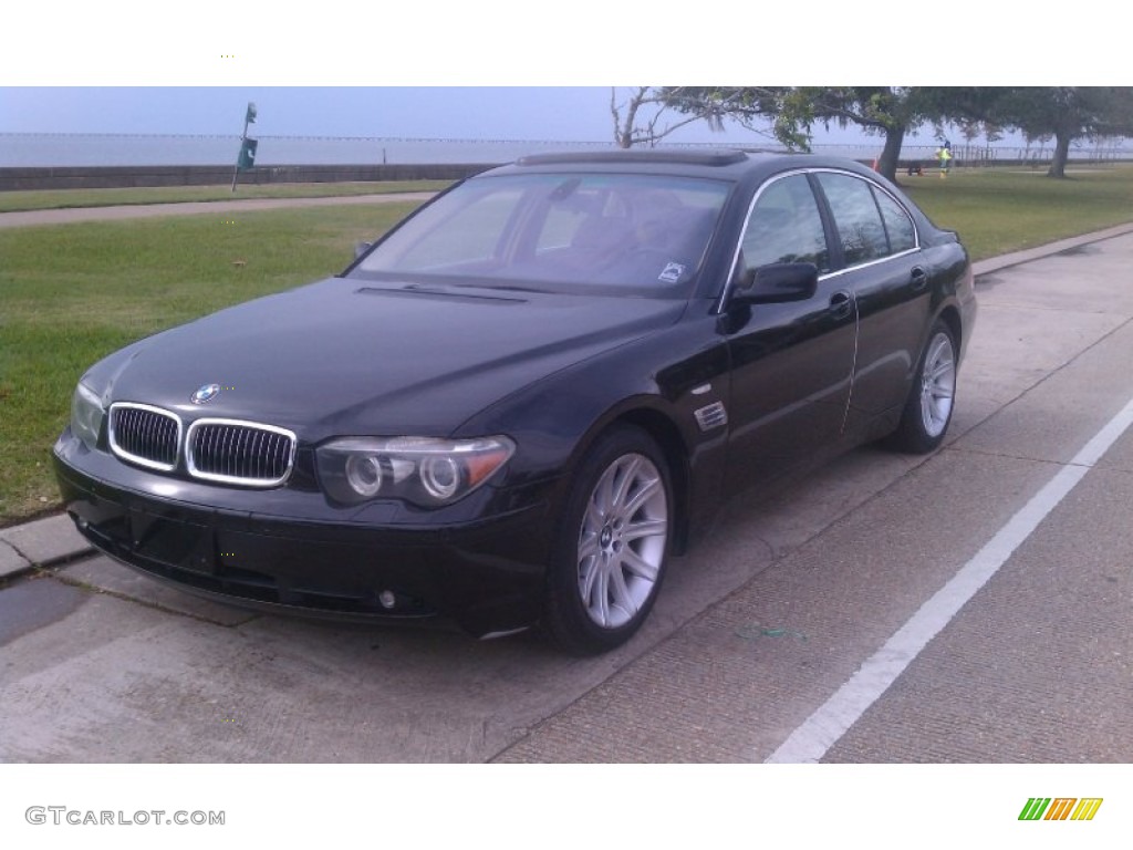 2004 7 Series 745i Sedan - Black Sapphire Metallic / Black/Natural Brown photo #4