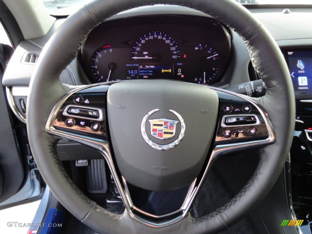 2013 Cadillac ATS 2.0L Turbo Luxury AWD Jet Black/Jet Black Accents Steering Wheel Photo #74318291