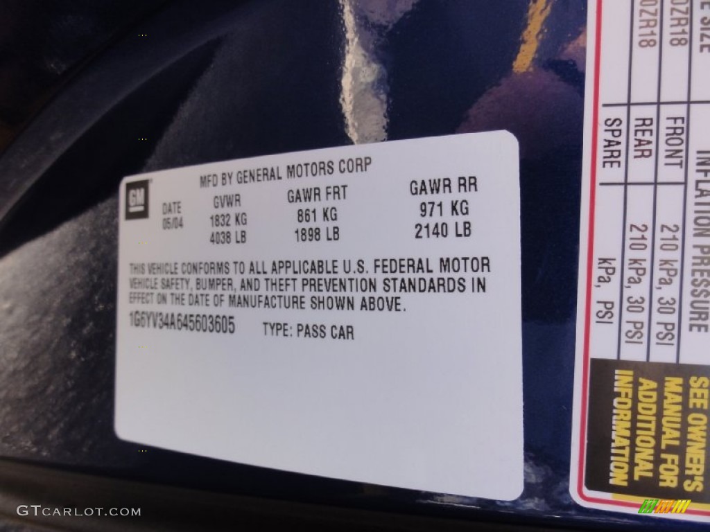 2004 Cadillac XLR Roadster Info Tag Photo #74319286