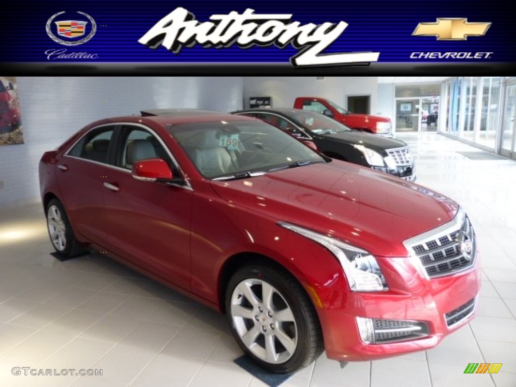 2013 ATS 2.0L Turbo Performance AWD - Crystal Red Tintcoat / Light Platinum/Brownstone Accents photo #1