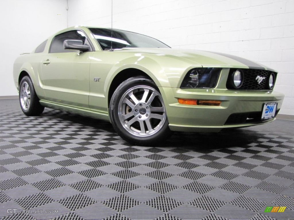 2005 Mustang GT Premium Coupe - Legend Lime Metallic / Dark Charcoal photo #1
