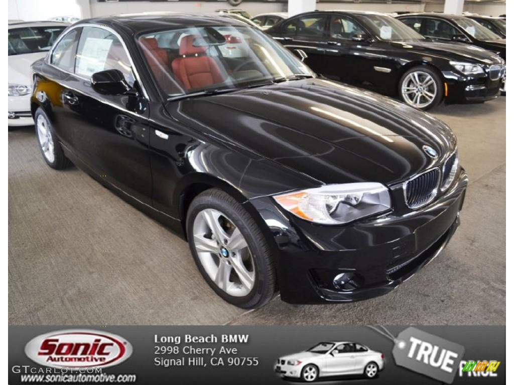 2013 1 Series 128i Coupe - Jet Black / Coral Red photo #1