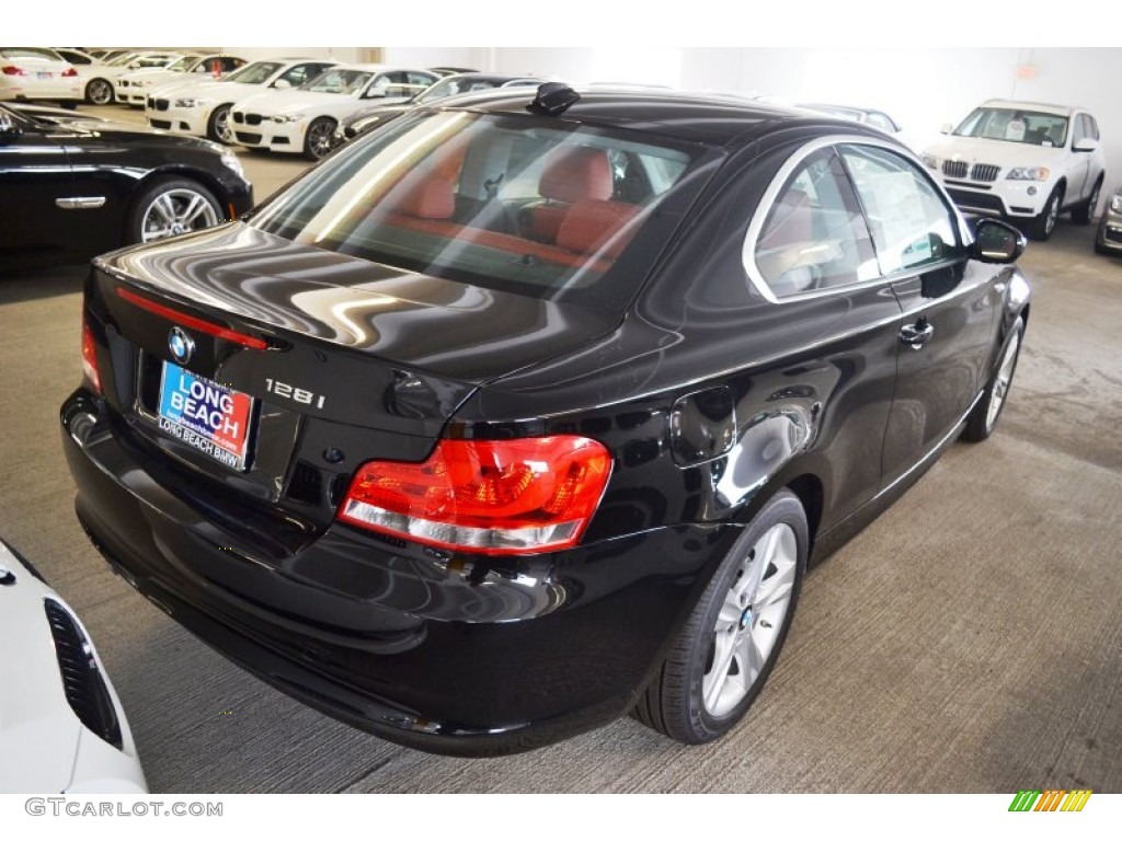 2013 1 Series 128i Coupe - Jet Black / Coral Red photo #4