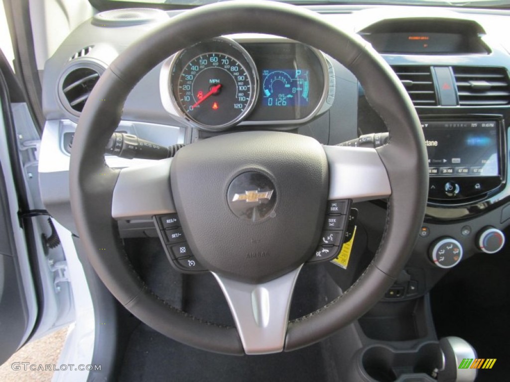 2013 Chevrolet Spark LT Light Titanium/Silver Steering Wheel Photo #74324579