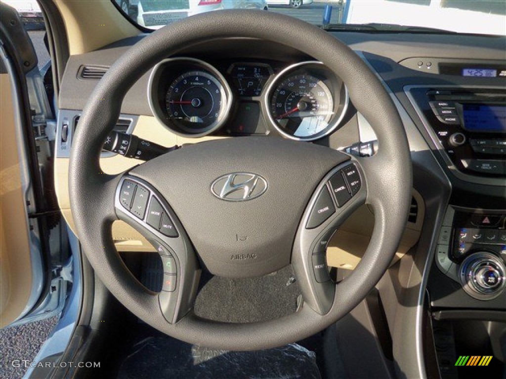2013 Elantra GLS - Blue Sky Metallic / Beige photo #12