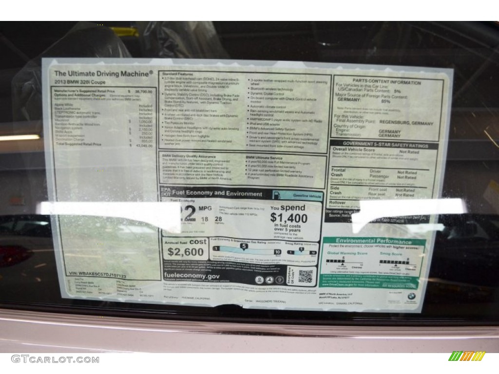 2013 3 Series 328i Coupe - Alpine White / Black photo #3