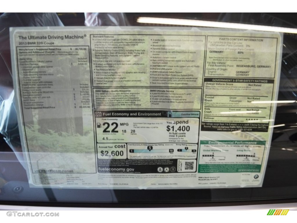 2013 3 Series 328i Coupe - Alpine White / Coral Red/Black photo #3