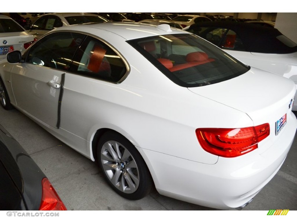 2013 3 Series 328i Coupe - Alpine White / Coral Red/Black photo #5