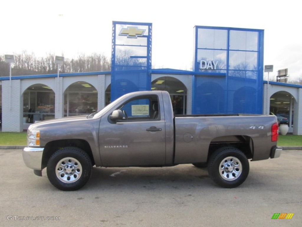 2013 Silverado 1500 LS Regular Cab 4x4 - Mocha Steel Metallic / Dark Titanium photo #2