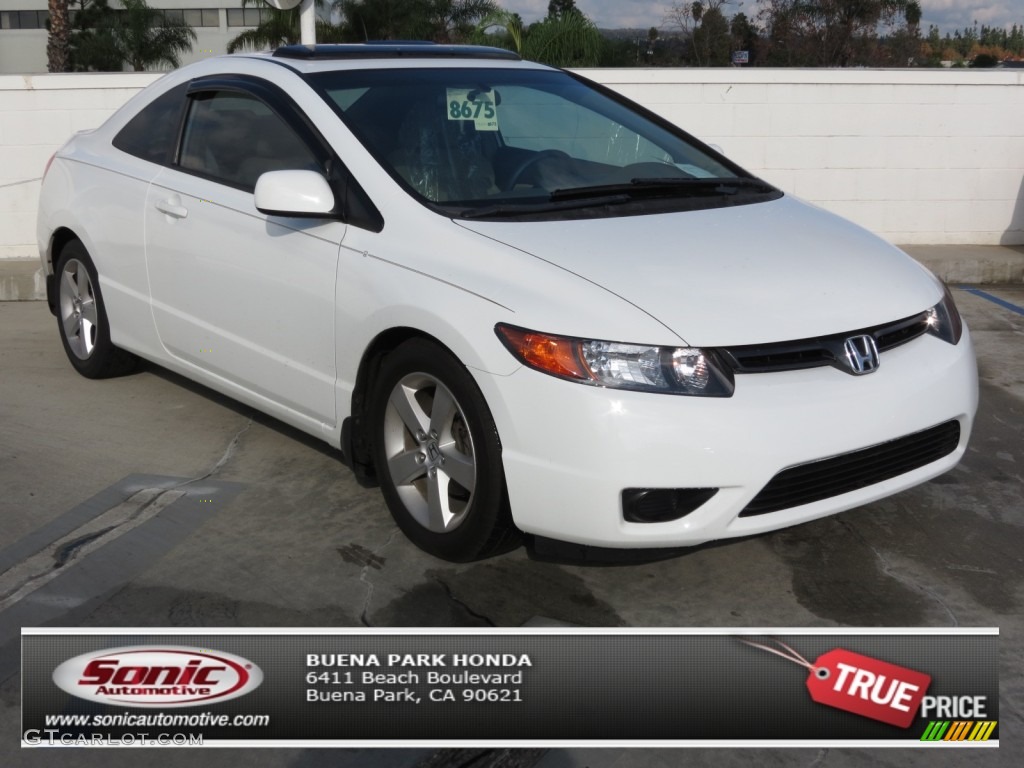 2007 Civic EX Coupe - Taffeta White / Ivory photo #1