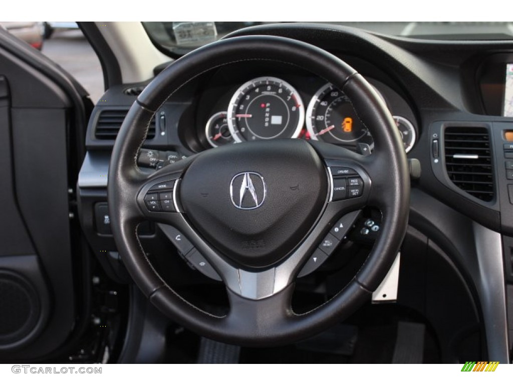 2011 Acura TSX Sport Wagon Ebony Steering Wheel Photo #74326484