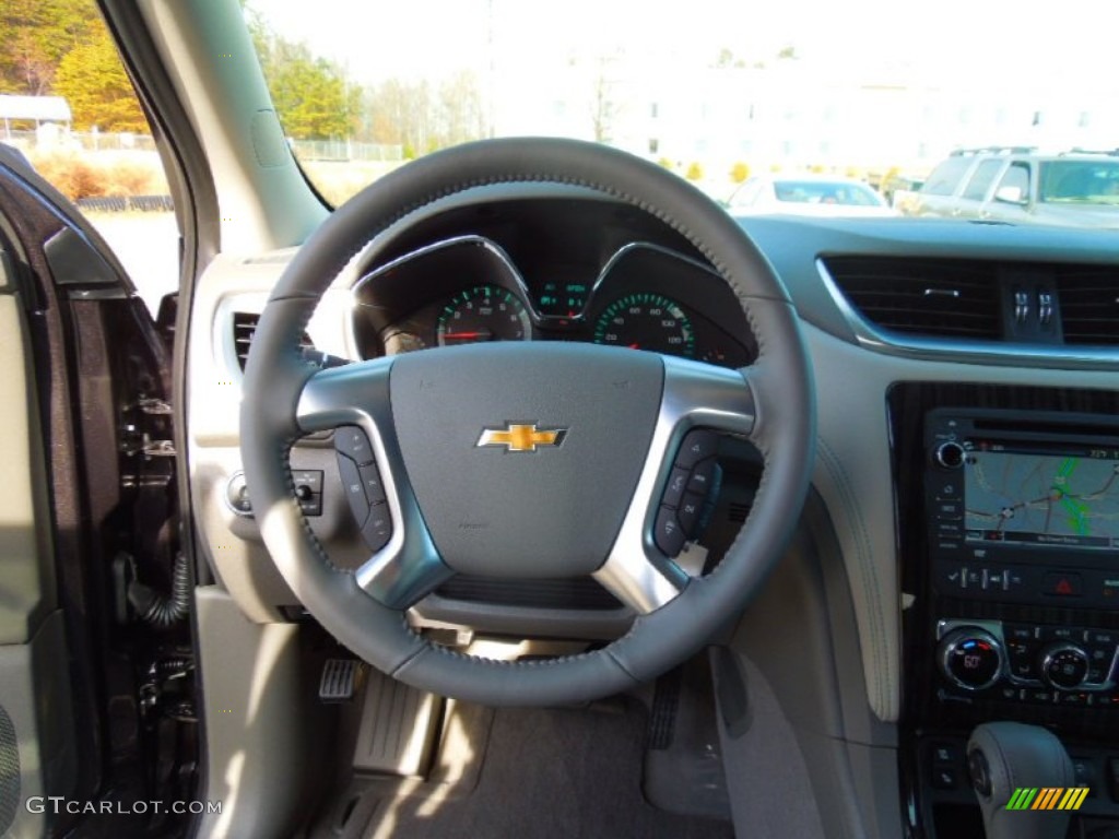 2013 Chevrolet Traverse LTZ Dark Titanium/Light Titanium Steering Wheel Photo #74328869