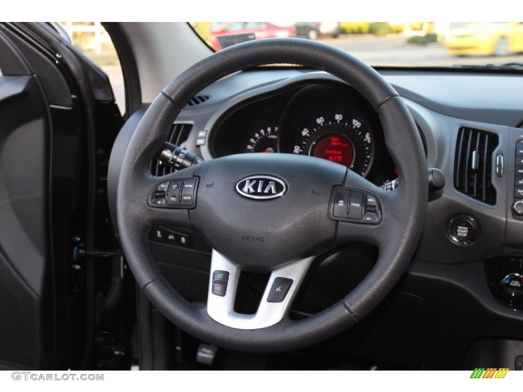 2012 Kia Sportage EX AWD Black Steering Wheel Photo #74331956