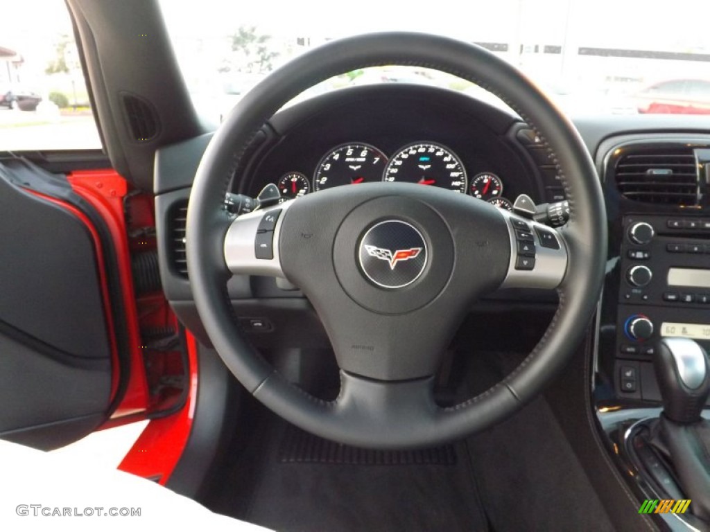 2011 Chevrolet Corvette Grand Sport Coupe Ebony Black Steering Wheel Photo #74337683