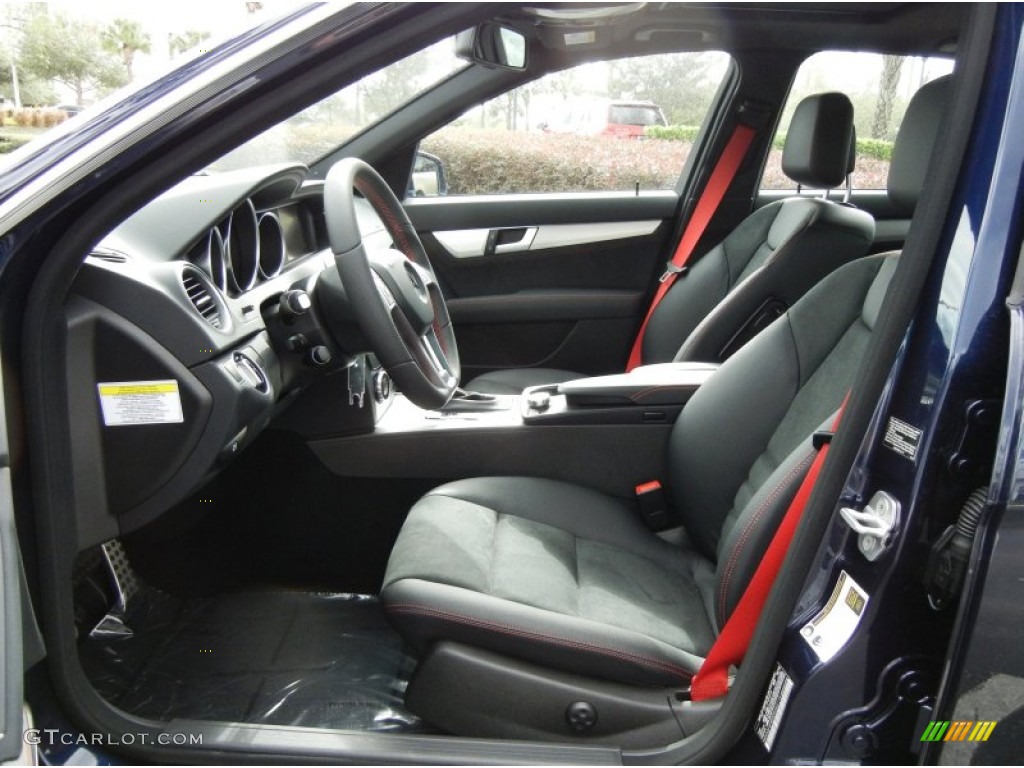 Black/Red Stitch w/DINAMICA Inserts Interior 2013 Mercedes-Benz C 250 Sport Photo #74345093