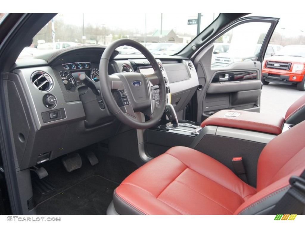 Limited Unique Red Leather Interior 2013 Ford F150 Limited SuperCrew 4x4 Photo #74345270