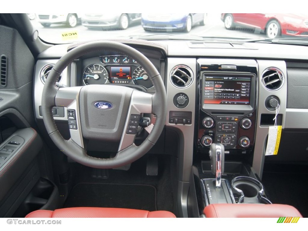 2013 Ford F150 Limited SuperCrew 4x4 Limited Unique Red Leather Dashboard Photo #74345678