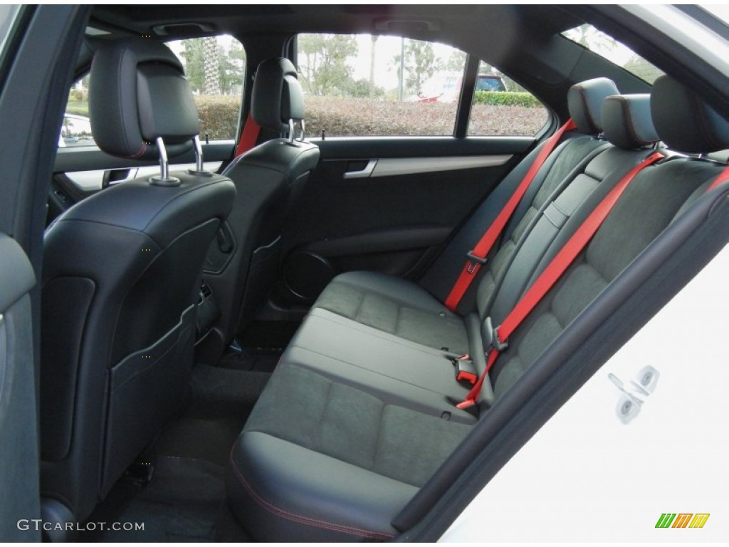 Black/Red Stitch w/DINAMICA Inserts Interior 2013 Mercedes-Benz C 250 Sport Photo #74345702