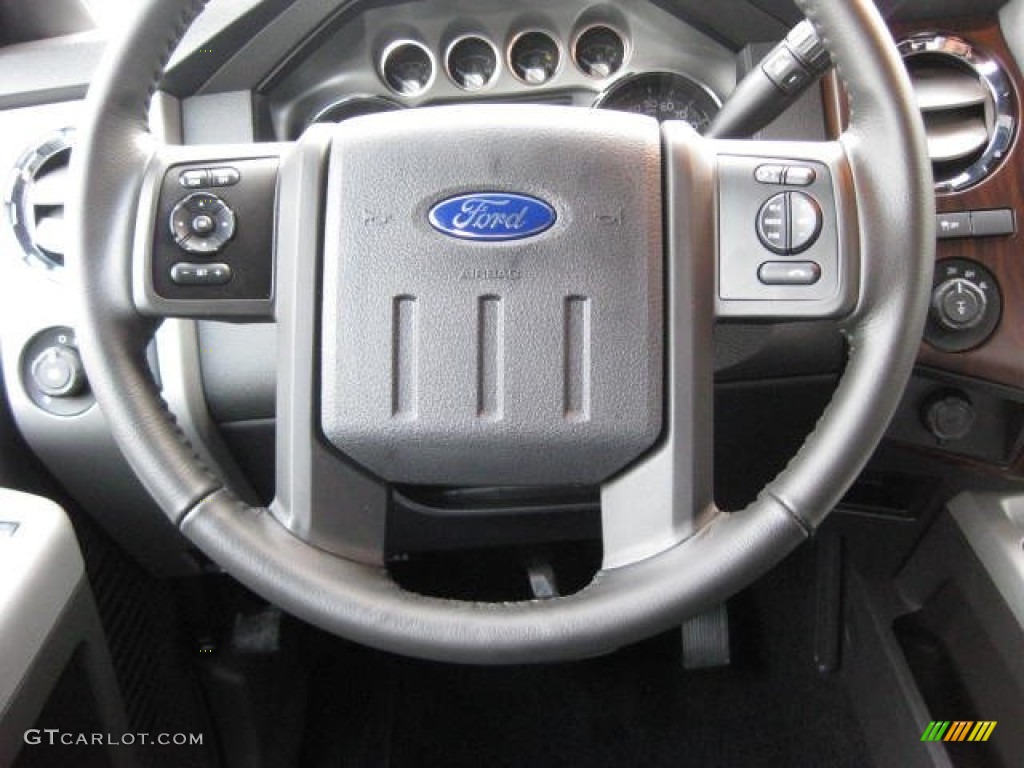 2013 Ford F250 Super Duty Lariat Crew Cab 4x4 Black Steering Wheel Photo #74346428