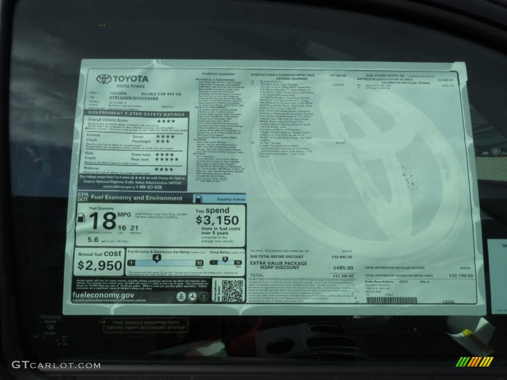 2013 Toyota Tacoma V6 TRD Sport Double Cab 4x4 Window Sticker Photo #74348227