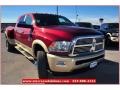 2012 Deep Cherry Red Crystal Pearl Dodge Ram 3500 HD Laramie Longhorn Mega Cab 4x4 Dually  photo #11