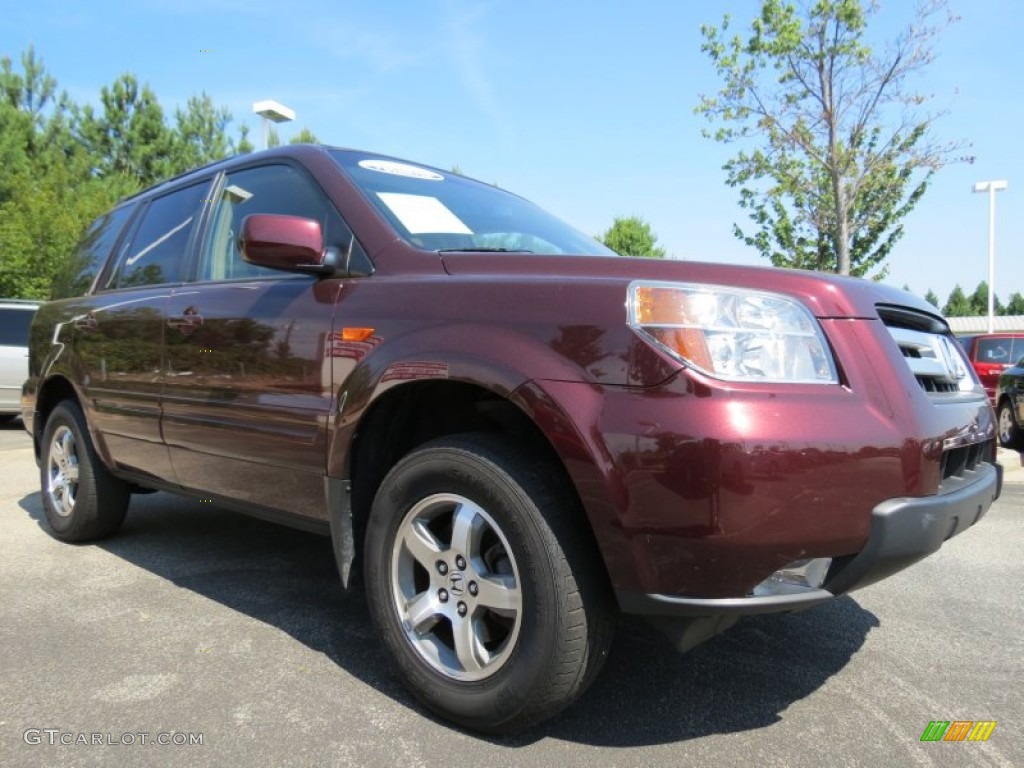 2007 Pilot EX-L 4WD - Dark Cherry Pearl / Saddle photo #4