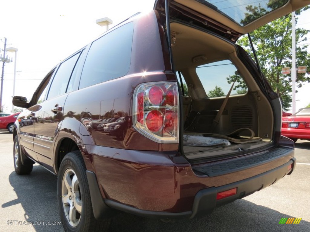 2007 Pilot EX-L 4WD - Dark Cherry Pearl / Saddle photo #9