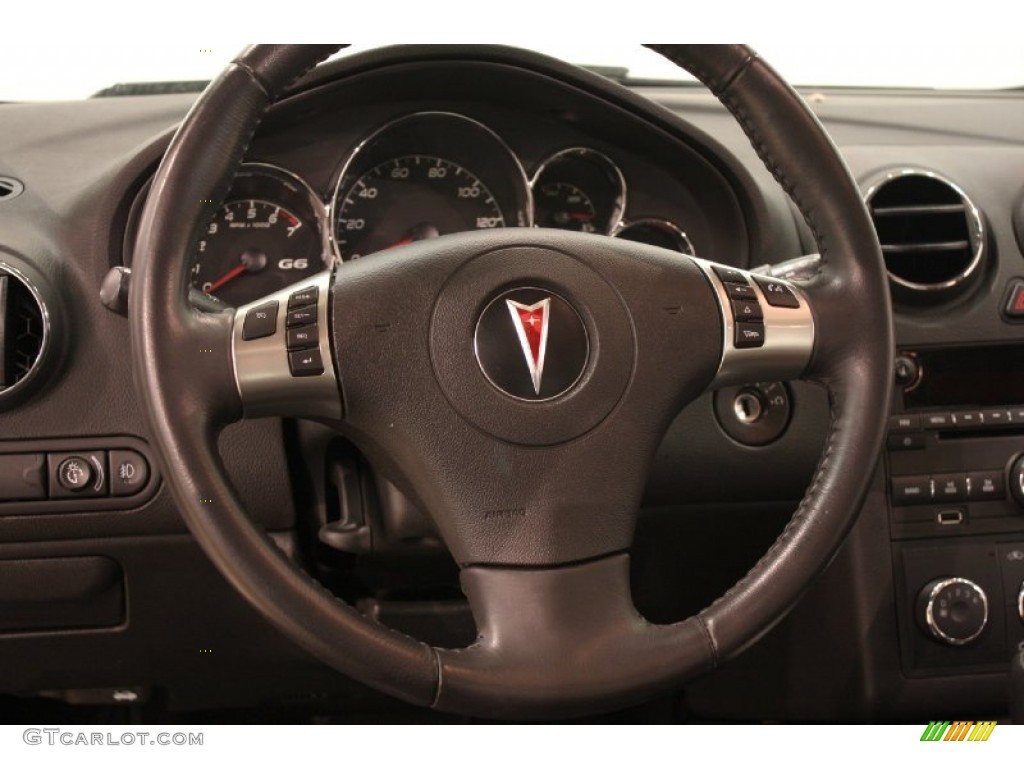 2010 Pontiac G6 GT Sedan Ebony Steering Wheel Photo #74350700