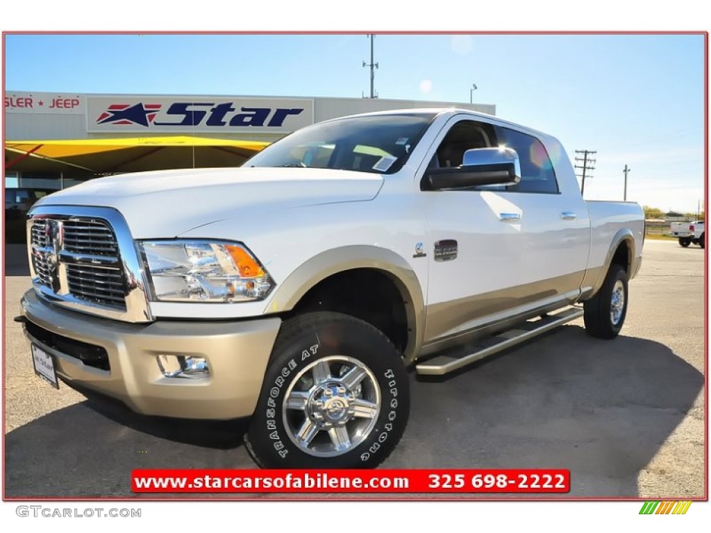 2012 Ram 2500 HD Laramie Longhorn Crew Cab 4x4 - Bright White / Light Pebble Beige/Bark Brown photo #1