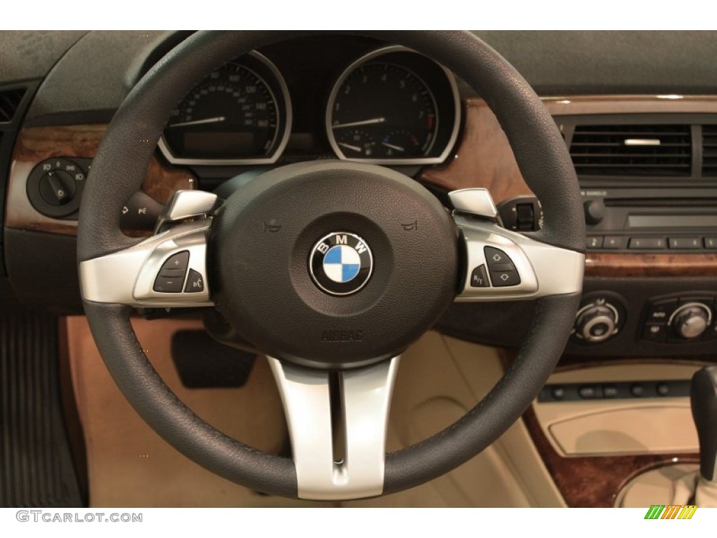 2008 BMW Z4 3.0si Roadster Beige Steering Wheel Photo #74353724