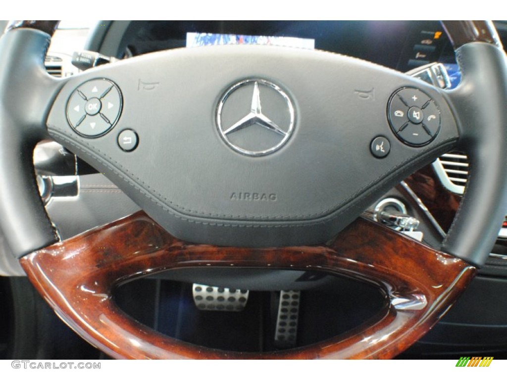 2011 Mercedes-Benz S 550 4Matic Sedan Black Steering Wheel Photo #74357789