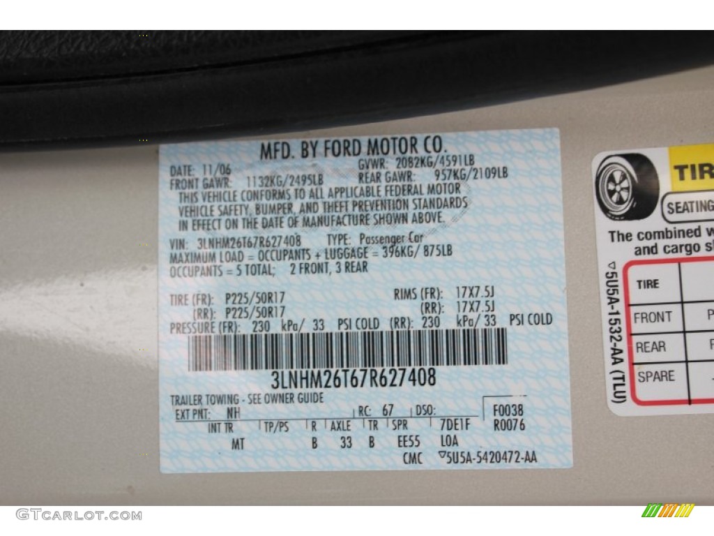 2007 MKZ Color Code NH for Light Sage Metallic Photo #74360975