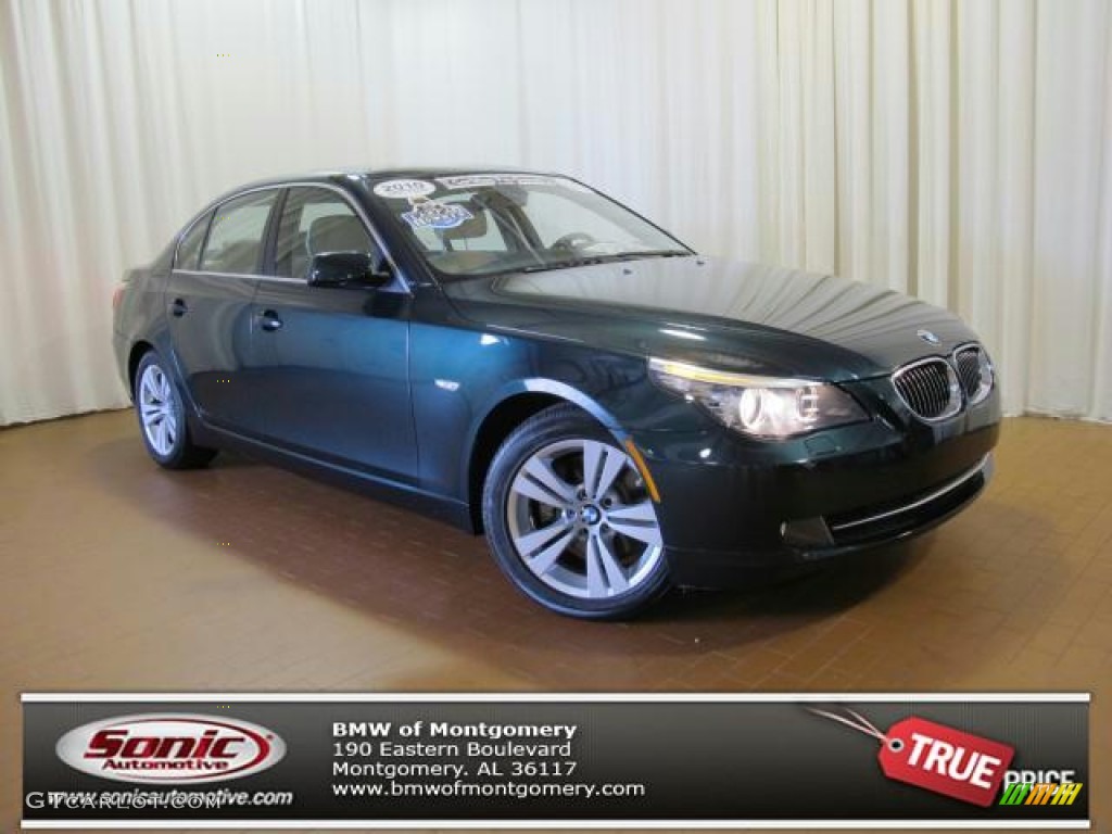 2010 5 Series 528i Sedan - Deep Green Metallic / Cream Beige photo #1