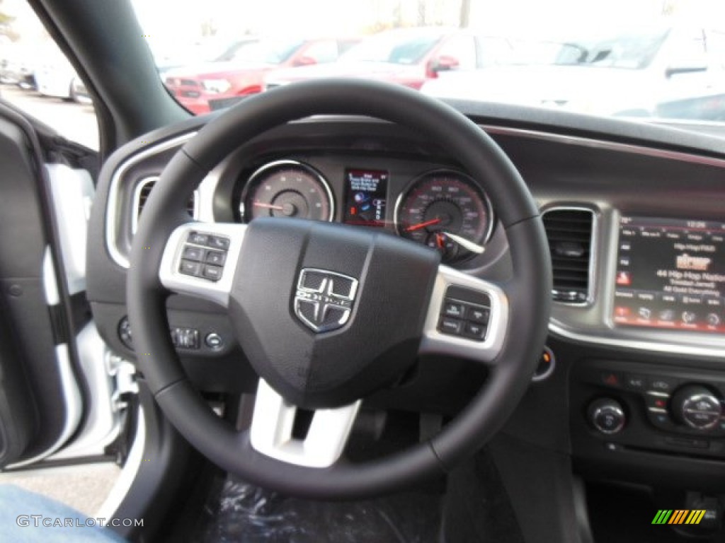 2013 Dodge Charger SXT Plus AWD Black/Red Steering Wheel Photo #74361821