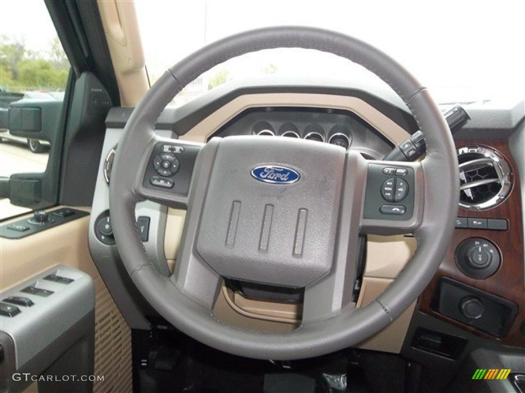 2013 Ford F250 Super Duty Lariat Crew Cab 4x4 Adobe Steering Wheel Photo #74366071