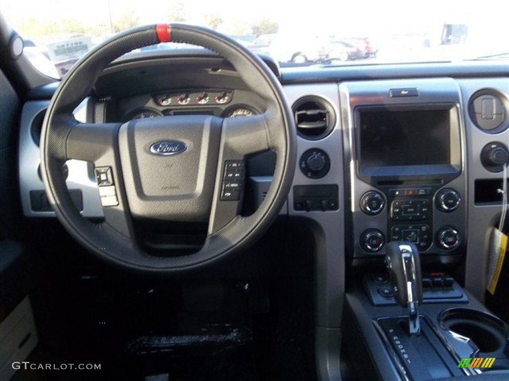 2013 Ford F150 SVT Raptor SuperCrew 4x4 Raptor Black Leather/Cloth Dashboard Photo #74366768