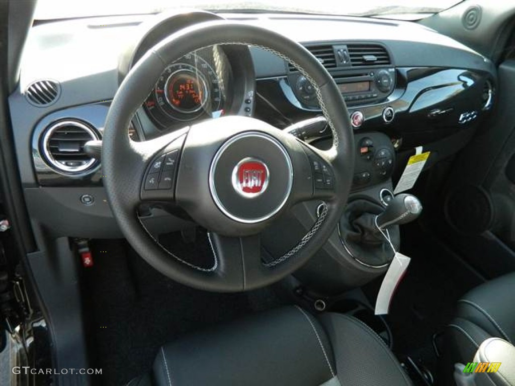 2013 Fiat 500 Turbo Sport Nero/Grigio/Nero (Black/Gray/Black) Dashboard Photo #74369926