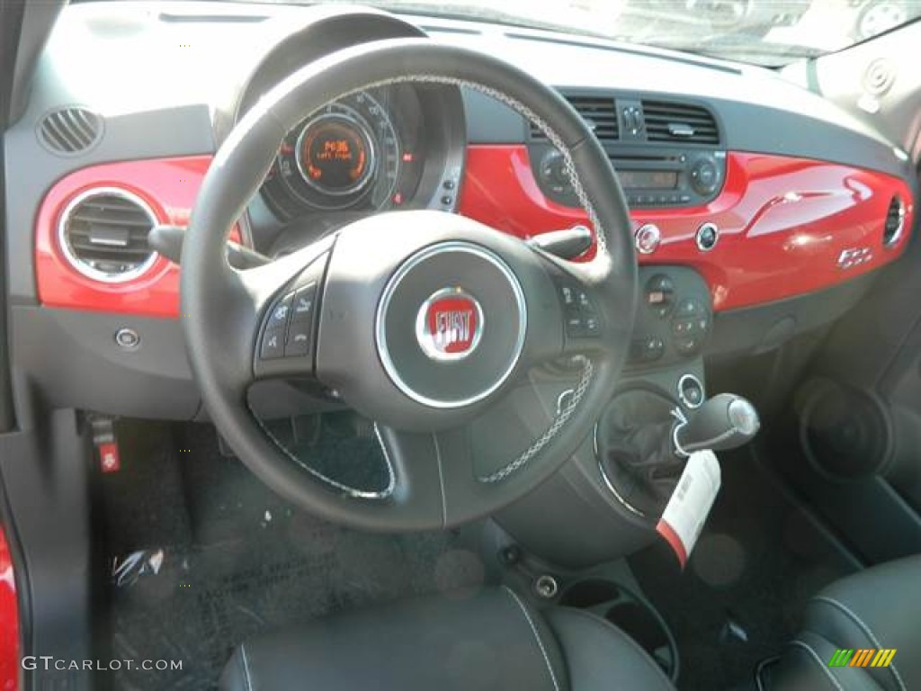 2013 Fiat 500 Turbo Sport Nero/Grigio/Nero (Black/Gray/Black) Dashboard Photo #74370304
