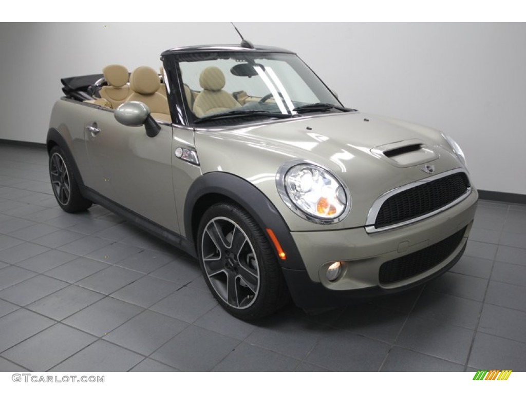 2009 Cooper S Convertible - Sparkling Silver Metallic / Gravity Tuscan Beige Leather photo #1