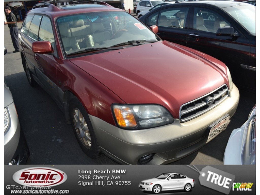 2002 Outback Wagon - Regatta Red Pearl / Beige photo #1