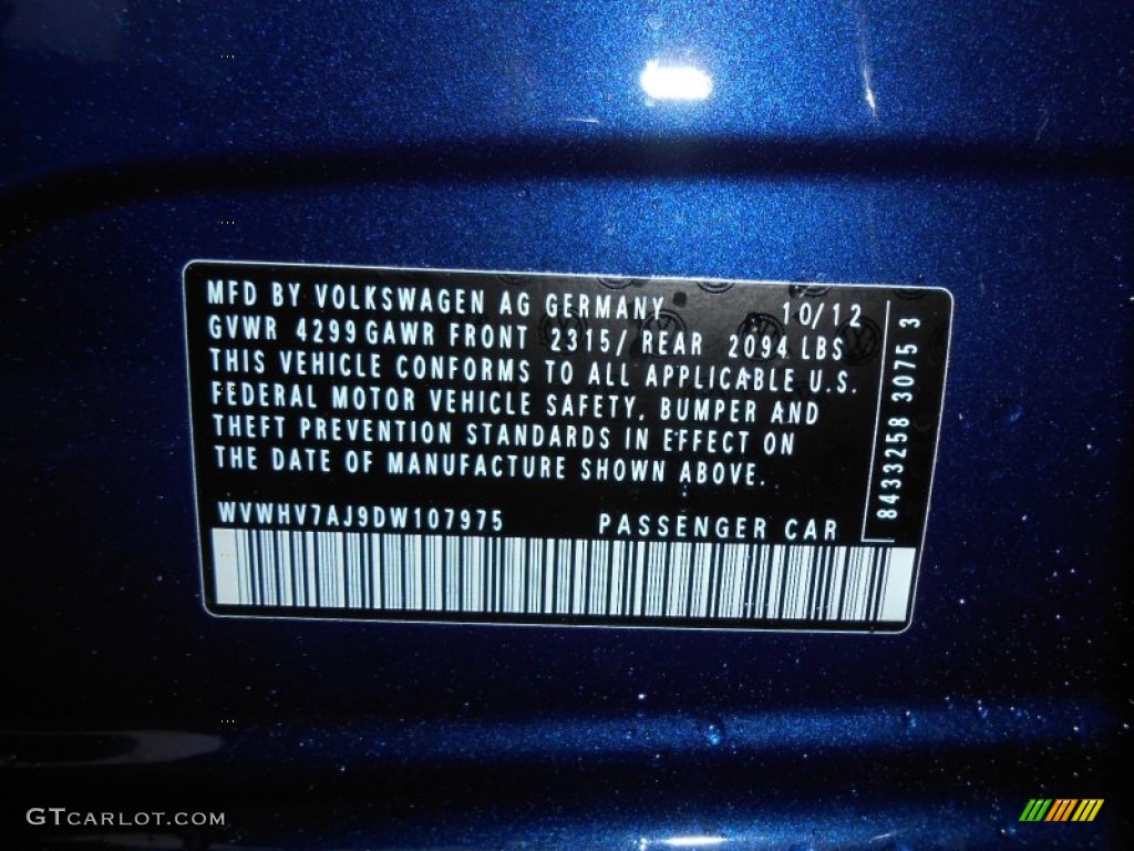 2013 GTI 4 Door - Shadow Blue Metallic / Interlagos Plaid Cloth photo #24