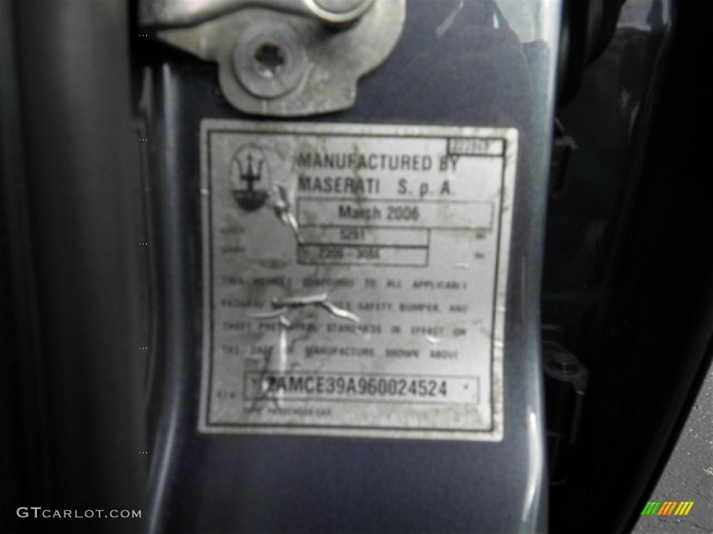 2006 Maserati Quattroporte Sport GT Info Tag Photos