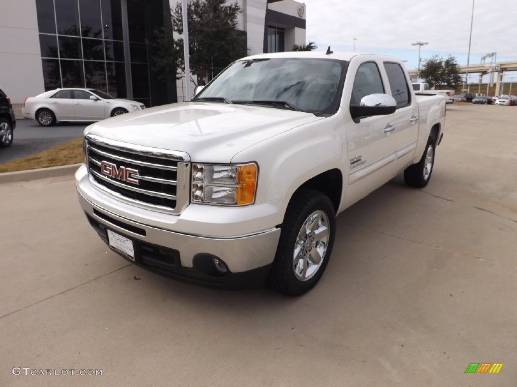 2013 Sierra 1500 SLE Crew Cab - White Diamond Tricoat / Ebony photo #1