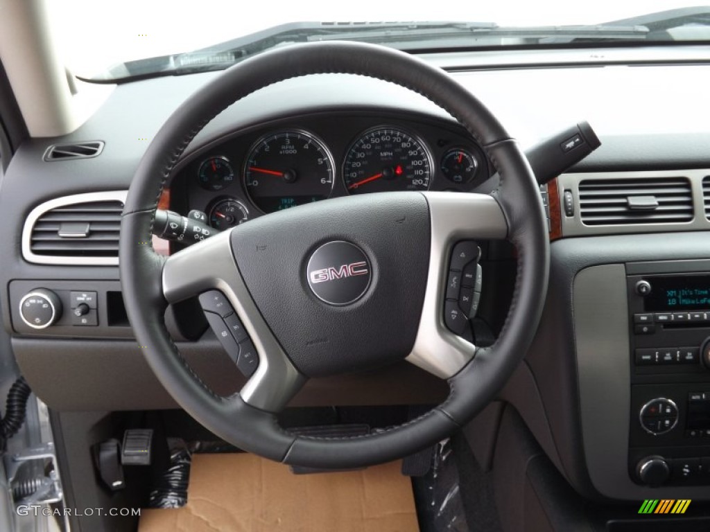 2013 GMC Sierra 1500 SLT Crew Cab Ebony Steering Wheel Photo #74390974