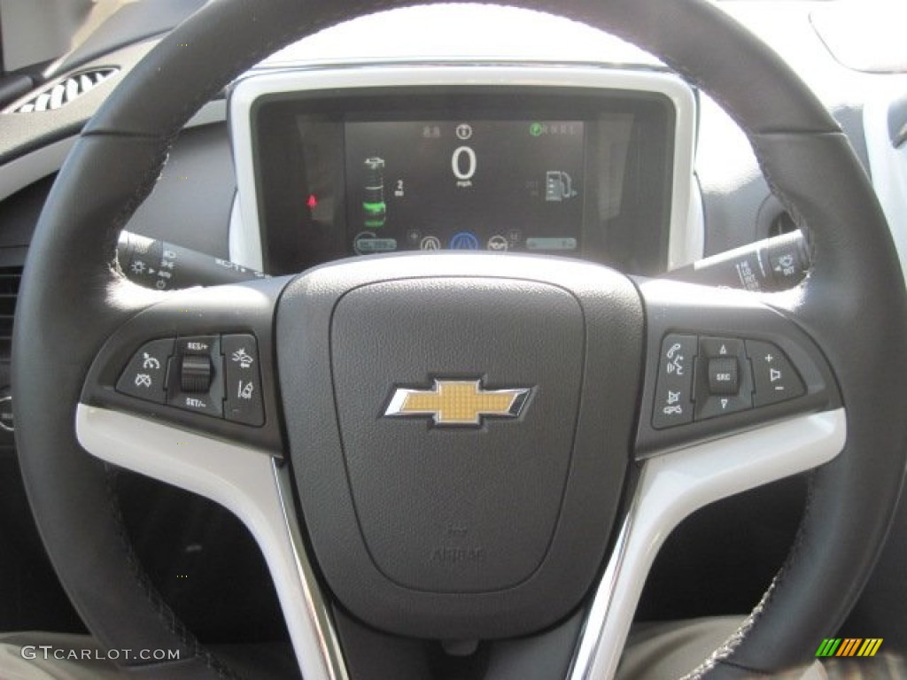 2013 Chevrolet Volt Standard Volt Model Jet Black/Ceramic White Accents Steering Wheel Photo #74392828