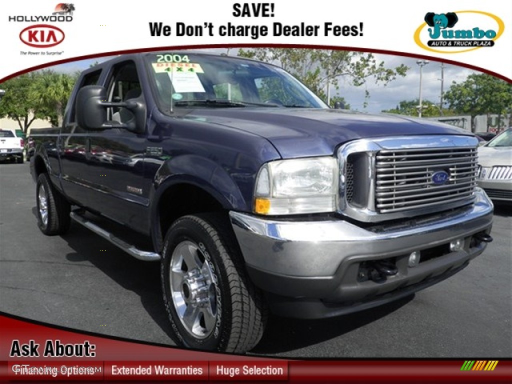 2004 F250 Super Duty XLT Crew Cab 4x4 - Medium Wedgewood Blue Metallic / Medium Flint photo #1