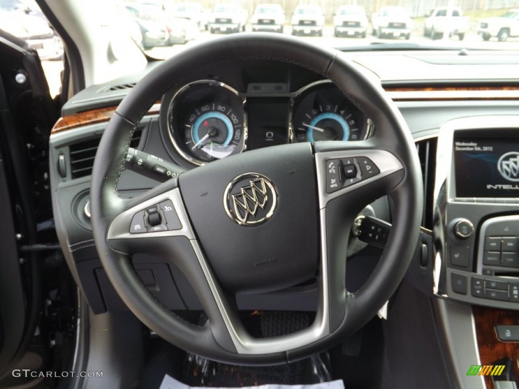 2013 Buick LaCrosse FWD Ebony Steering Wheel Photo #74395885
