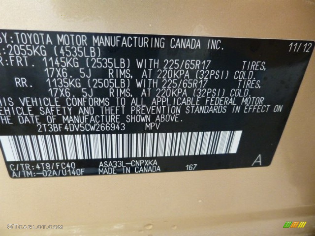 2012 RAV4 I4 4WD - Sandy Beach Metallic / Sand Beige photo #19