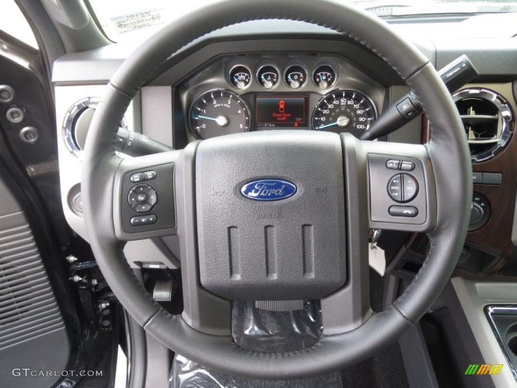 2013 Ford F350 Super Duty Lariat Crew Cab 4x4 Dually Black Steering Wheel Photo #74401536